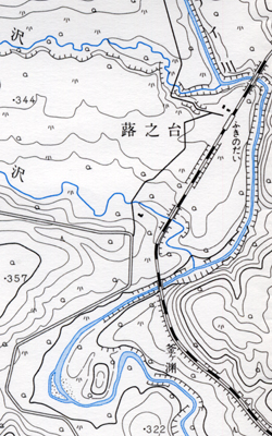 図1。2万5千分の1地形図「蕗之台」(昭和44年修正測量)を約1.5倍に拡大。