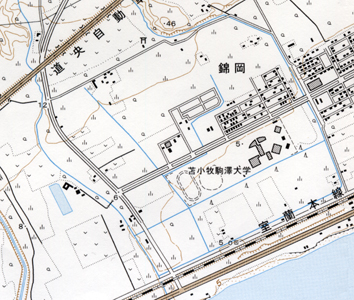 2万5千分の1地形図「錦岡」（平成18年更新）を約1.3倍に拡大。