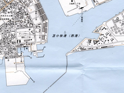 2万5千分1の地形図「勇払」（平成18年更新）。等倍。