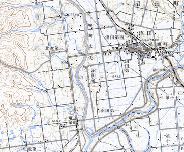 5万分の1地形図「妹背牛」（昭和47年修正）を約0.9倍に縮小。