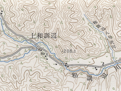 5万分の1地形図「滝上」(昭和50年編集)を約2.1倍に拡大。